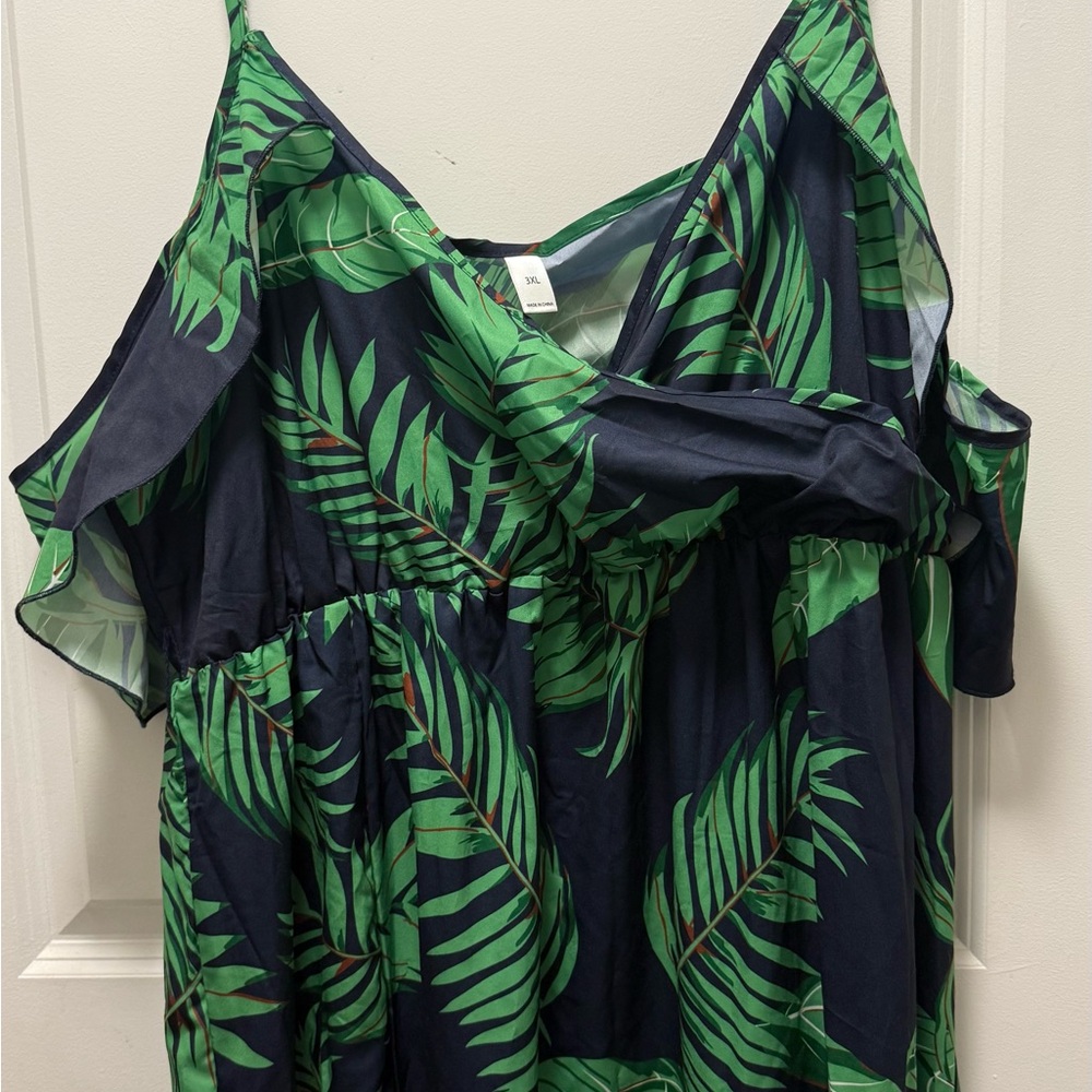 Tropical Leaf Print Dress